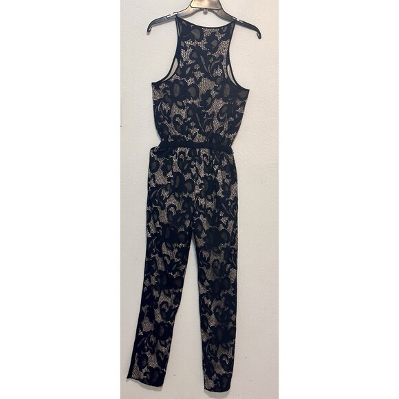 Diane von Furstenberg Size 0 Shany Lace Silk Blend Jumpsuit in Nougat and Black - Picture 8 of 16